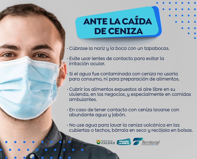 Recuerde estas recomendaciones en caso de caída de ceniza por la actividad del volcán Nevado del Ruiz